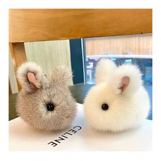 [BetterJonny] Plush Keychain Cute Animal Pendant Bag Pendant Key Chain Hanging Decoration Present Cute Gift for Partner Friend Family White Blue Pink