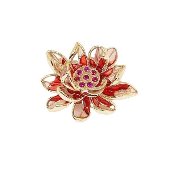 

Эмалированная брошь в китайском стиле, сверкающие стразы, форма цветка, бутоньерка, для костюмов, пальто, сумок, шарфов, значок, универсальный аксессуар красный