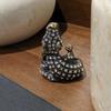Vintage Crystal Crocodile Ring: Distressed Brass, Large Size