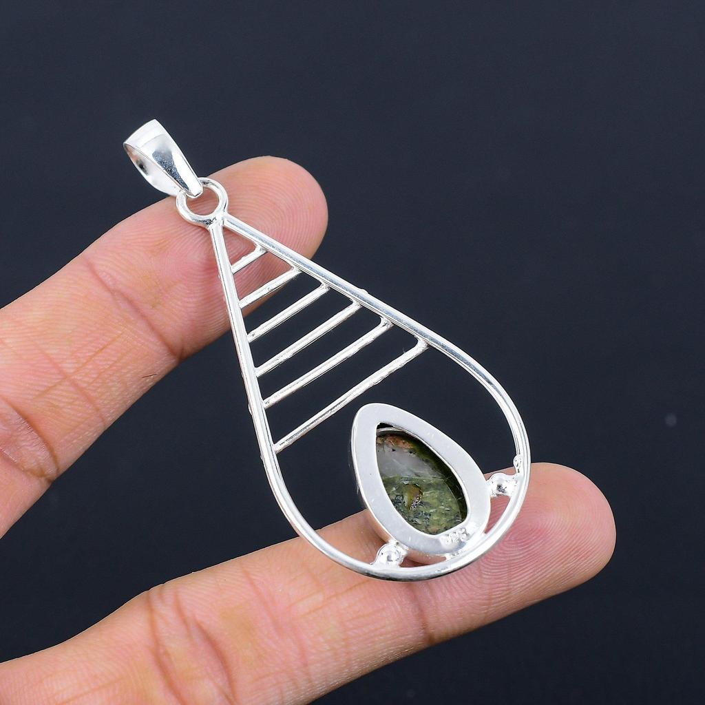 Womens Day Deal 925 Sterling Silver Unakite Stone Anniversary Pendant Jewelry