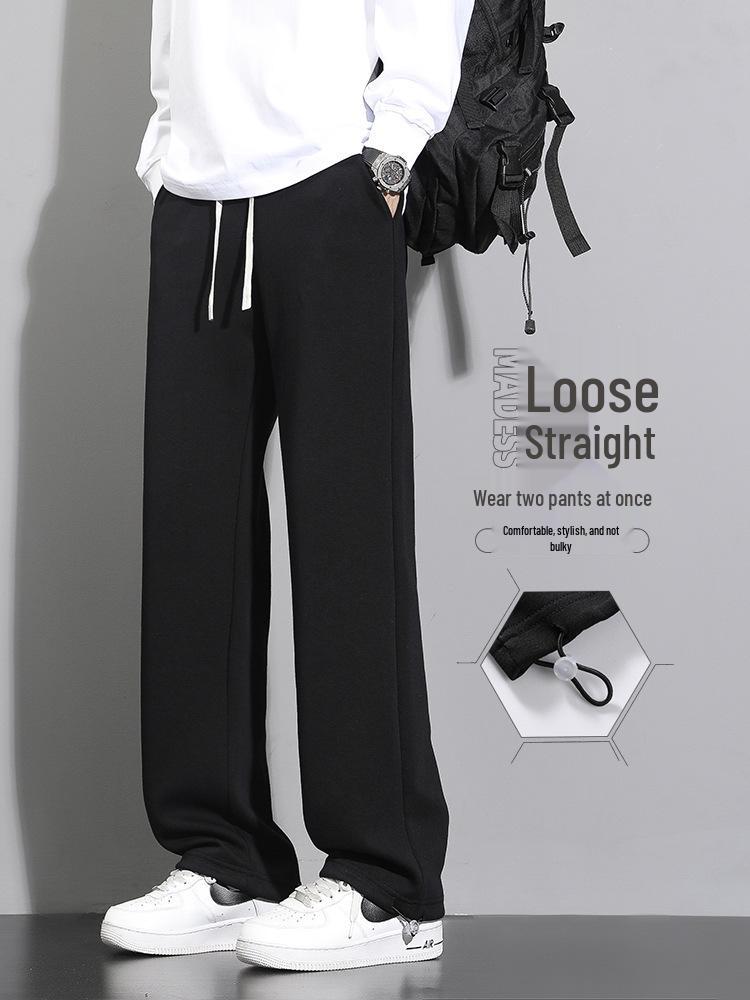 ACU Men's Gray Drawstring Sweatpants: Loose, Straight Leg, Versatile Casual for Spring & Autumn 2025