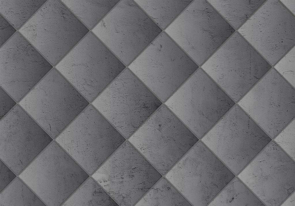 Fototapeta - Szara Symetria - Geometryczny Wzór W Deseń Z Betonu Z Jasnymi Fugami