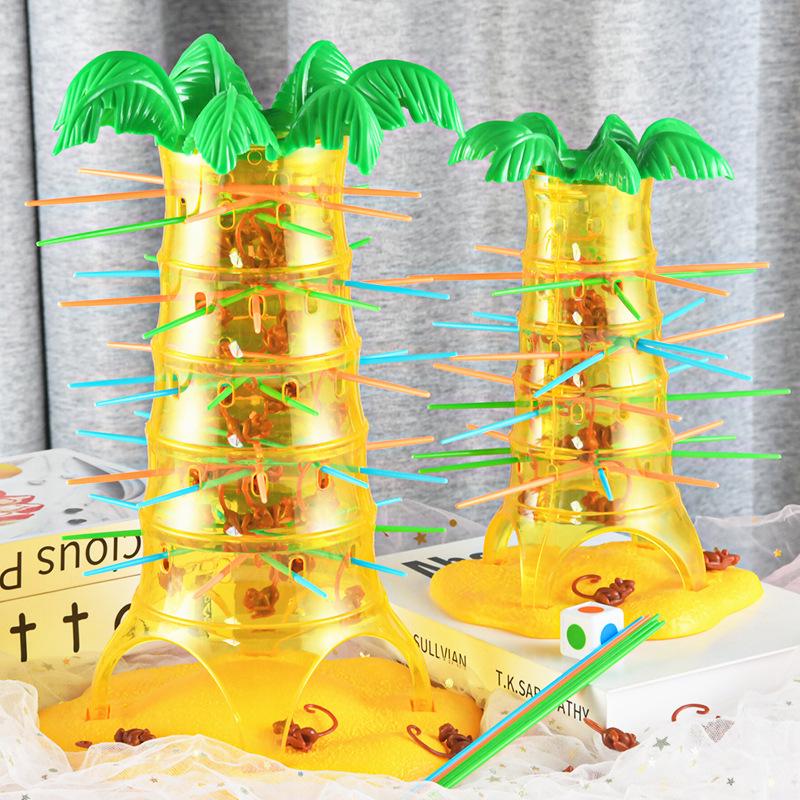 Purzelbaum-Affe klettert auf einen Baum: Lustiges interaktives Tischspiel für Kinder