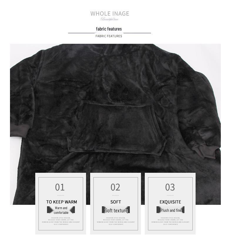 Unisex Hooded Fleece Blanket Pullover for Outdoor Warmth and Cold Protection