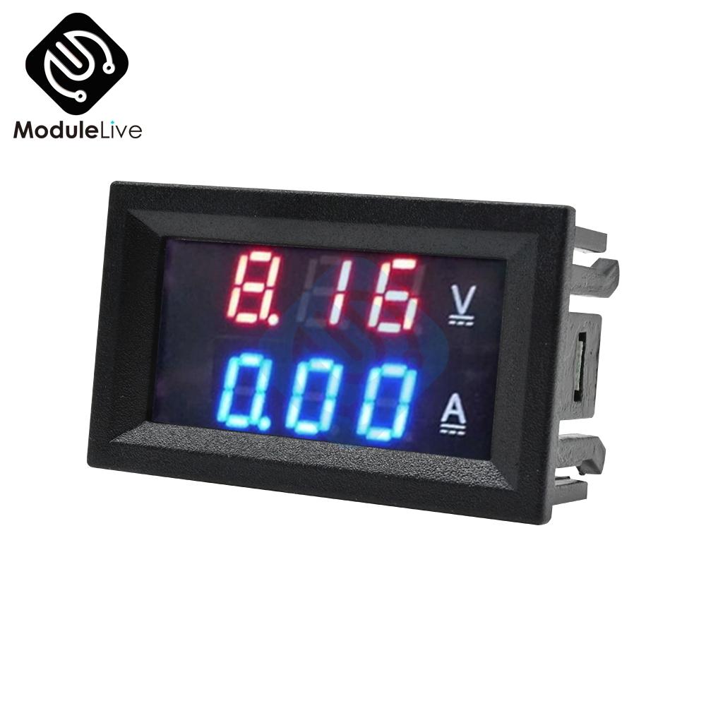 DC 100V 50A Voltmeter Ammeter Blue+Red LED Amp Dual Digital Volt Amp Meter Gauge+50A75mV FL-2 50A Shunt Voltmeter Car Module