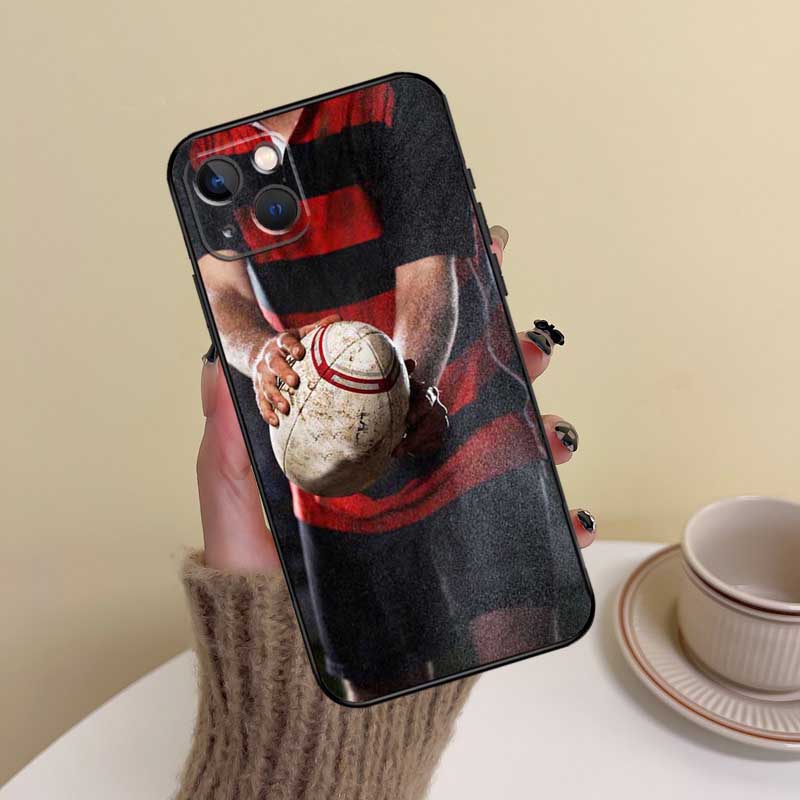 Rugby Ball Set Team Handyhülle Für iPhone 17 16 15 14 13 11 12 Pro Max mini 15 16 Plus 16e 17 Air Hülle Funda