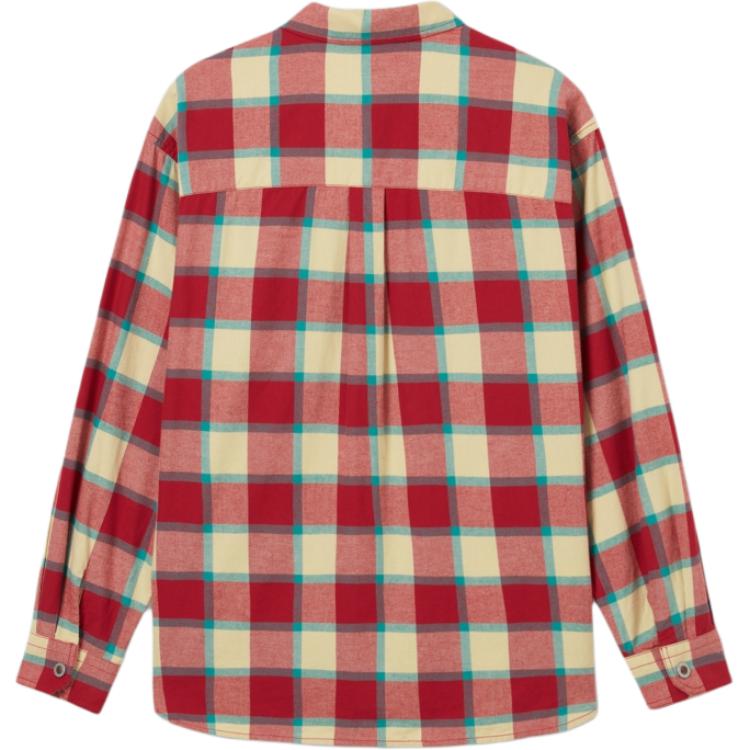 Levis Casual Comfortable Simple Plaid Long Sleeve Shirt Men shirts Red Yellow 002WE-0002