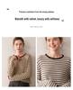 2025 Autumn/Winter Women's Color Block Stripe Cashmere Sweater - Loose Knit Round Neck Long Sleeve Fashion Base Layer
