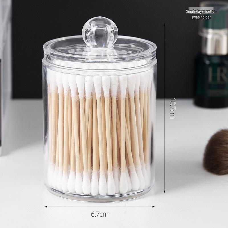 Dual-Layer Acrylic Cotton Swab & Makeup Remover Storage Box