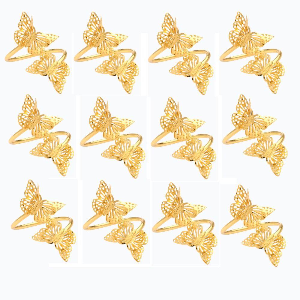 12 Stück Silber/Gold Metall Libelle Serviettenringe Metall Doppel Schmetterling Serviettenring Restaurant