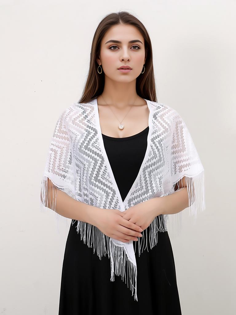 Fashion Lace Hollow Tassel Triangle Scarf Embrodiery Women Headscarf Female Spring Summer Shawls Scarves Long Veil Floral Scarf