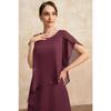 Elegante Brautmutterkleider Unregelmäßig Lagenärmel Blütenärmel Fließendes Maxikleid Party Hochzeitsgastkleid Große Größen