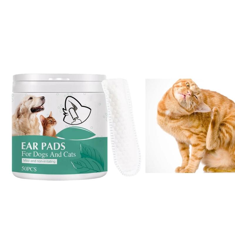Dog Ear Cleaner Wipes Sufficient Eyes Tear Stain Remover for Puppy Kitten Mild&Non-irritating 50PCS