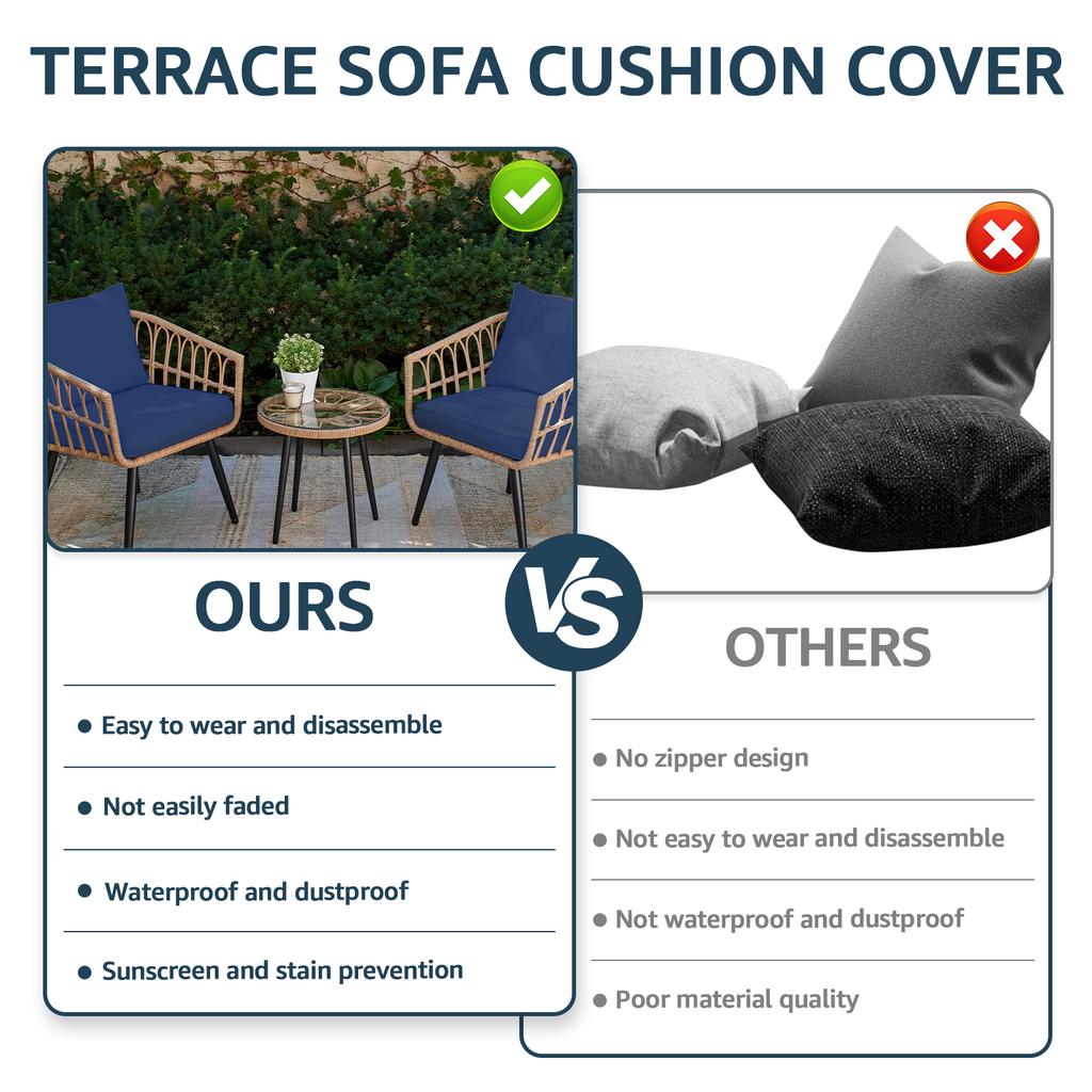 4 szt. Pokrowce na siedziska krzeseł tarasowych 60x60x10cm Zewnętrzne pokrowce na poduszki z zamkiem Błyskawicznym Pyłoszczelne Wodoodporne Pokrowce na poduszki siedzisk tarasowych