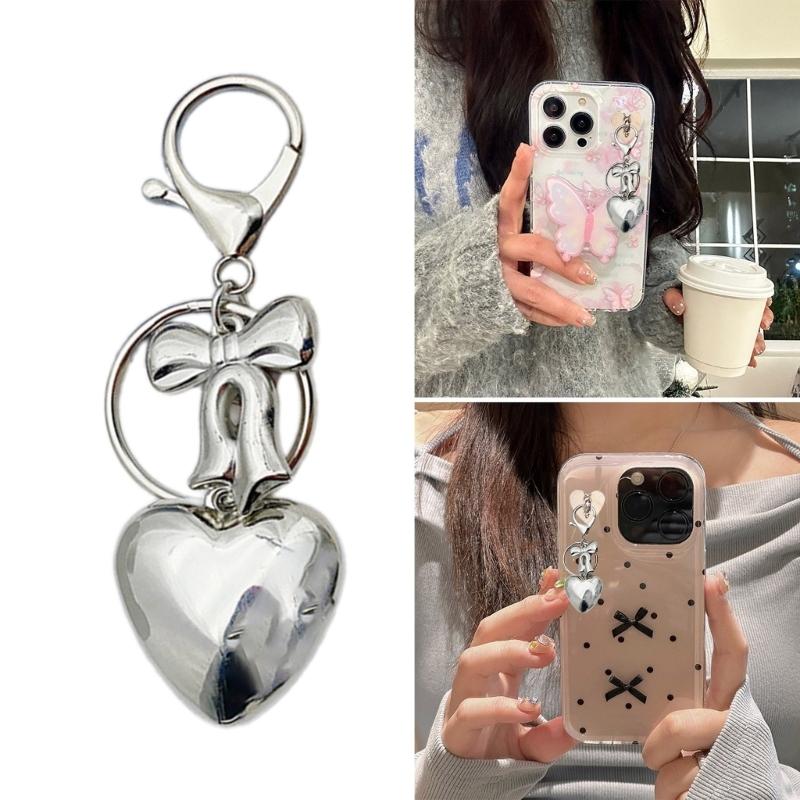 Attractive Heart shaped Keychain Pendant with Bowknot Fashionable Pendant with 3D Heart shaped for Bag and Keychains