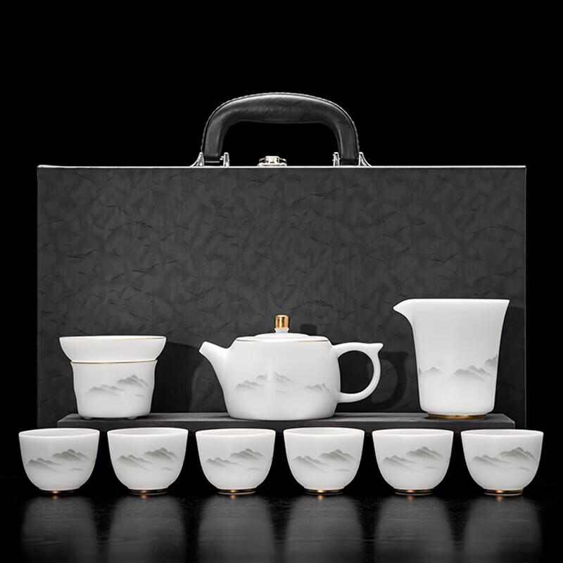 Premium Chinese White Jade Ceramic Tea Set