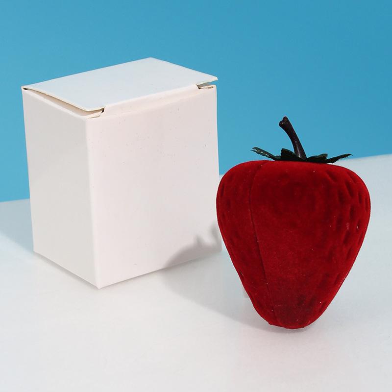 Popular Strawberry Box Cute Jewelry Boxes Ring Flocking Storage Box Earring Jewelry Box Birthday Gift