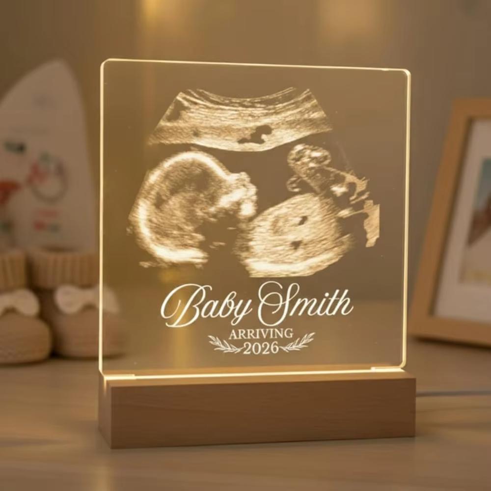 Custom Sonogram Photo Acrylic Night Light Personalized Ultrasound LED Lamp Meaningful Pregnancy Keepsake Special Mothers Day