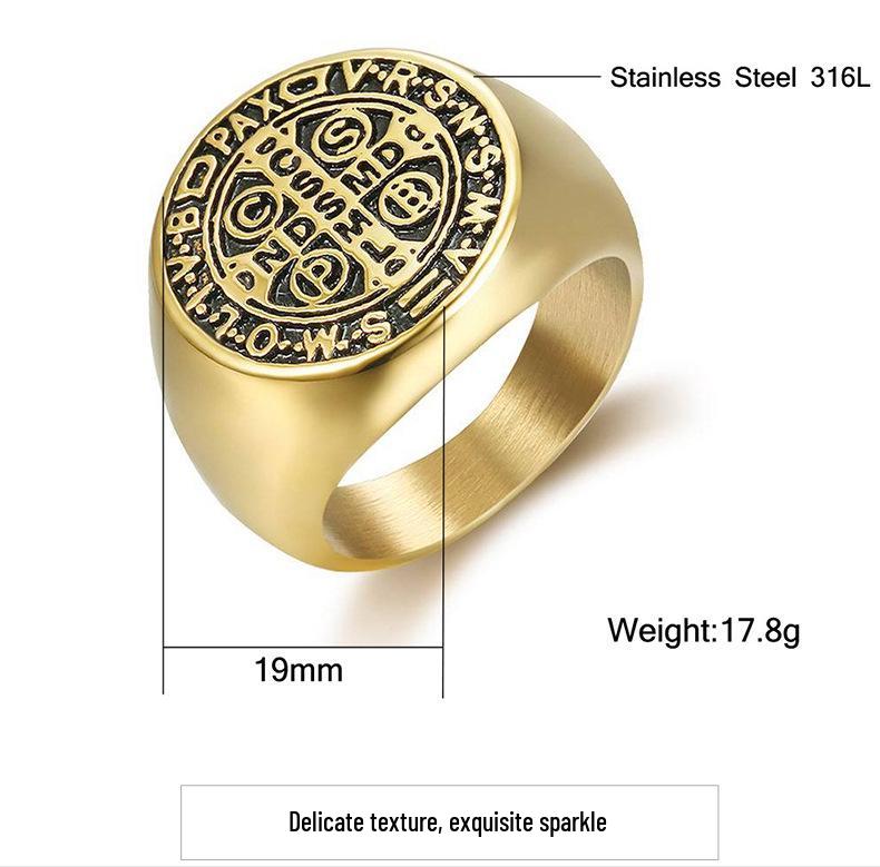 Vintage Titanium Steel Hip-Hop Letter Ring for Men - European & American Style
