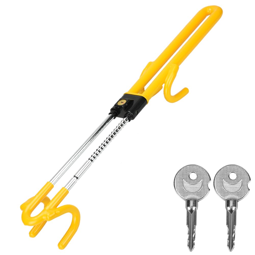 

ComaGoma Steering Lock - Vehicle Anti-Theft, Steering Wheel Fixing, Relay Attack Prevention, Robust Cylinder Structure, Sturdy, High Visibility, Keyed