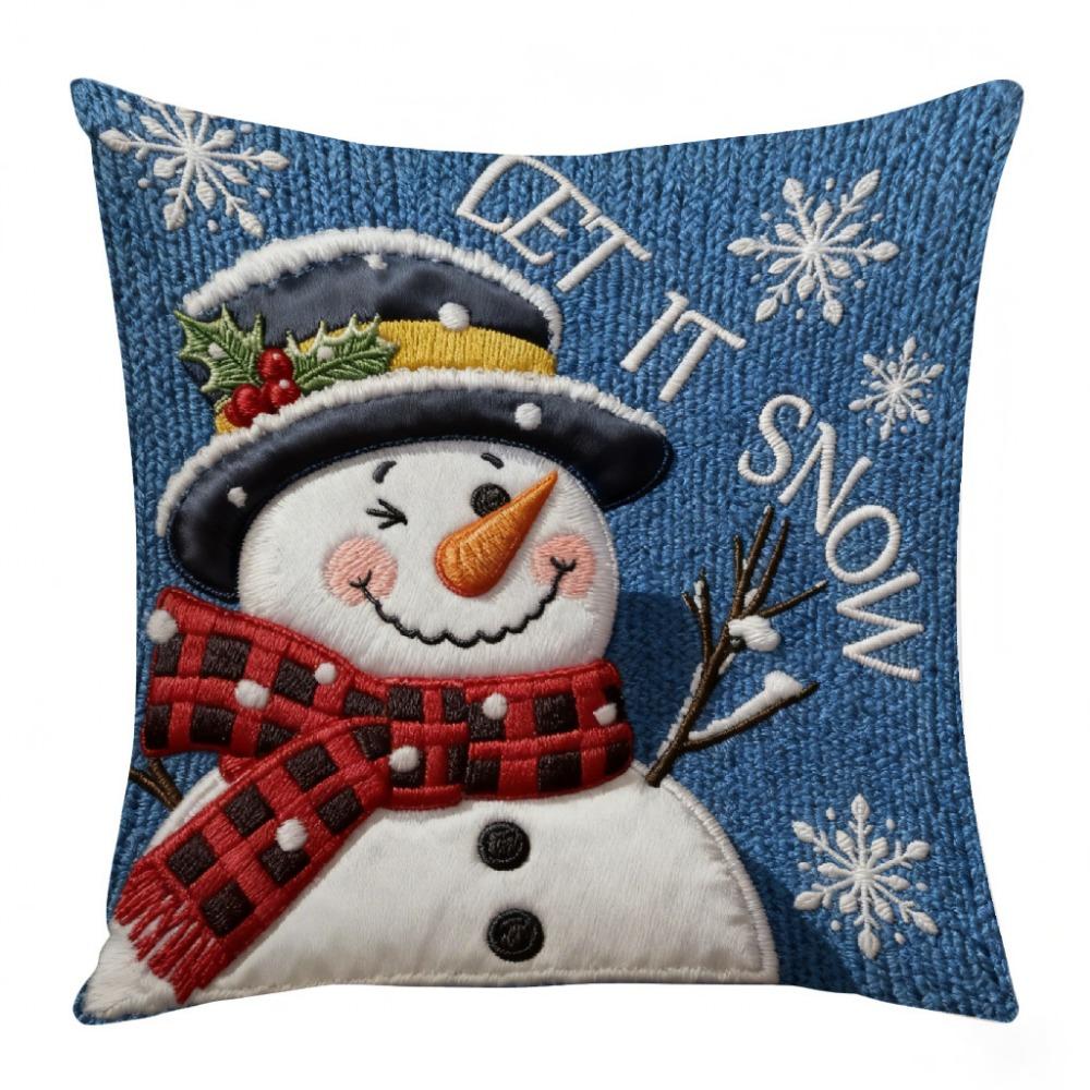 Cartoon Christmas Pillow Covers Flat Printing Xmas Pillow Cover  Home Holiday Decor