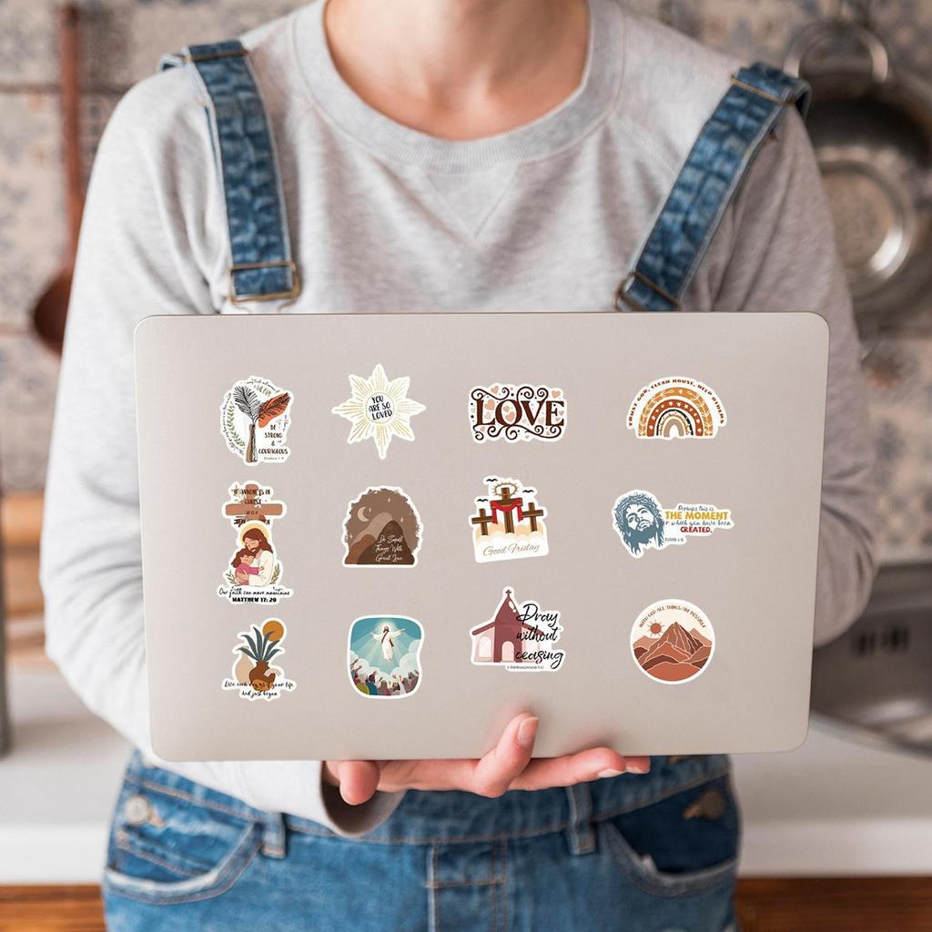Jesus Stickers 50 Pieces Waterproof Assorted Decals Boho Stickers Christian Scrapbook Supplies For Water Bottle Laptop Phone