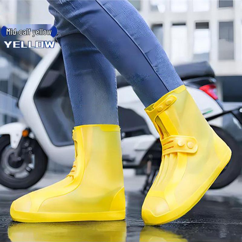 Wiederverwendbare Wasserdichte Silikon Anti-Rutsch Regenschuhüberzieher, Abriebfester High-Top Schutz für Damen und Kinder