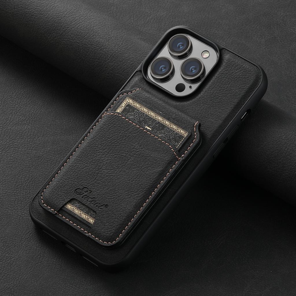 Wallet Phone Case Card Holder Leather Magnetic Pocket Cover for Wireless Charging for IPhone 12 13 14 15 16 Plus 17 ProMax
