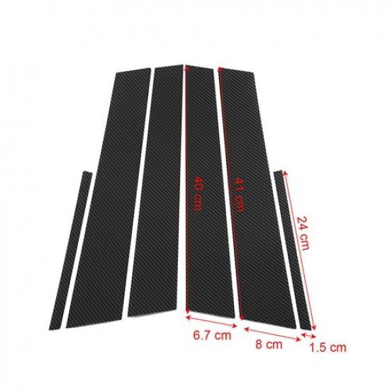 6pcs Carbon Fiber Pillar Posts For Honda Civic 2006~2011 Set Door Trim Cover Kit
