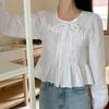 New Arrivals Open Run Roomzel Frill Decoration Volume Cotton Blouse Women