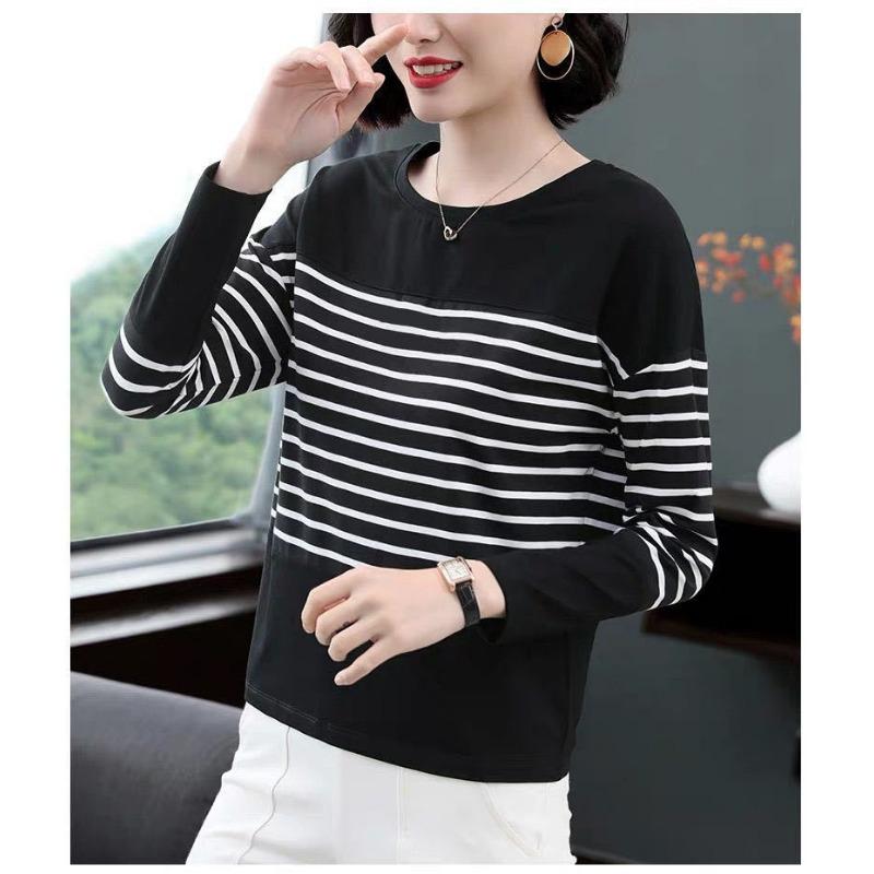 Women S Long Sleeve Striped T Shirt Loose Plus Size Casual Top