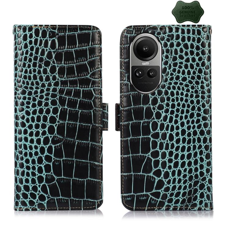 Crocodile Top Layer Cowhide Leather Phone Case For OPPO Find X9 Ultra 5G, RFID Wallet Kickstand Protective Cover