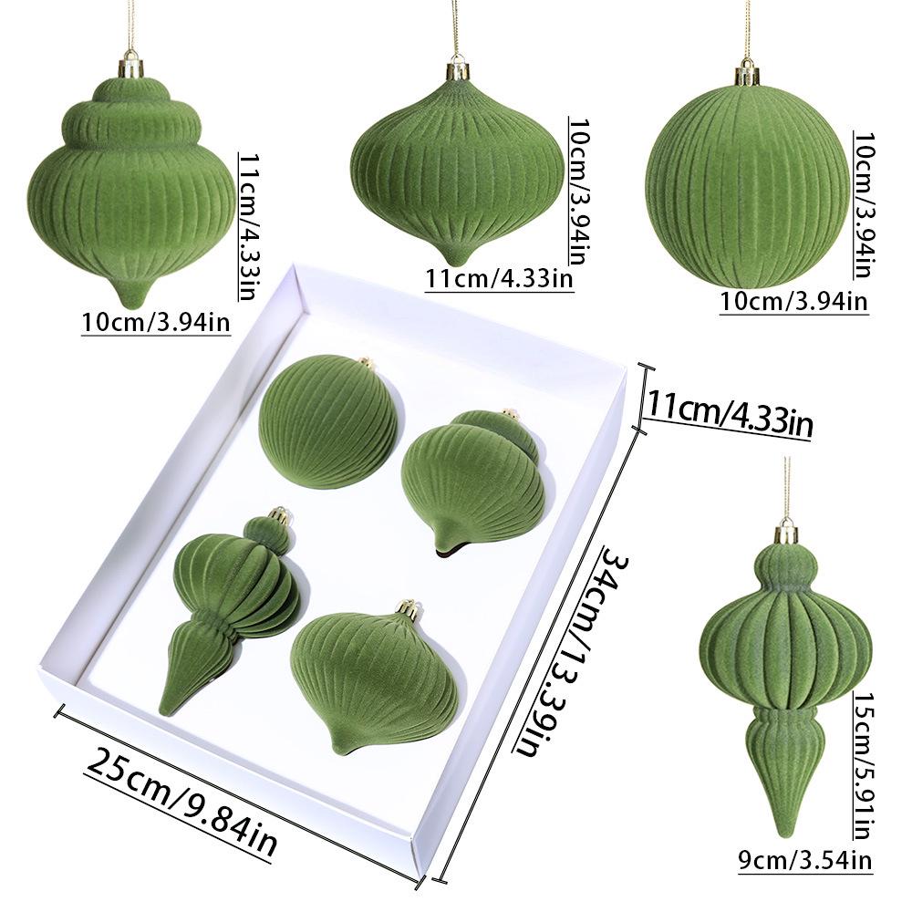 Cross-Border Ins Style Gourd-Shaped Flocked Christmas Tree Ornament