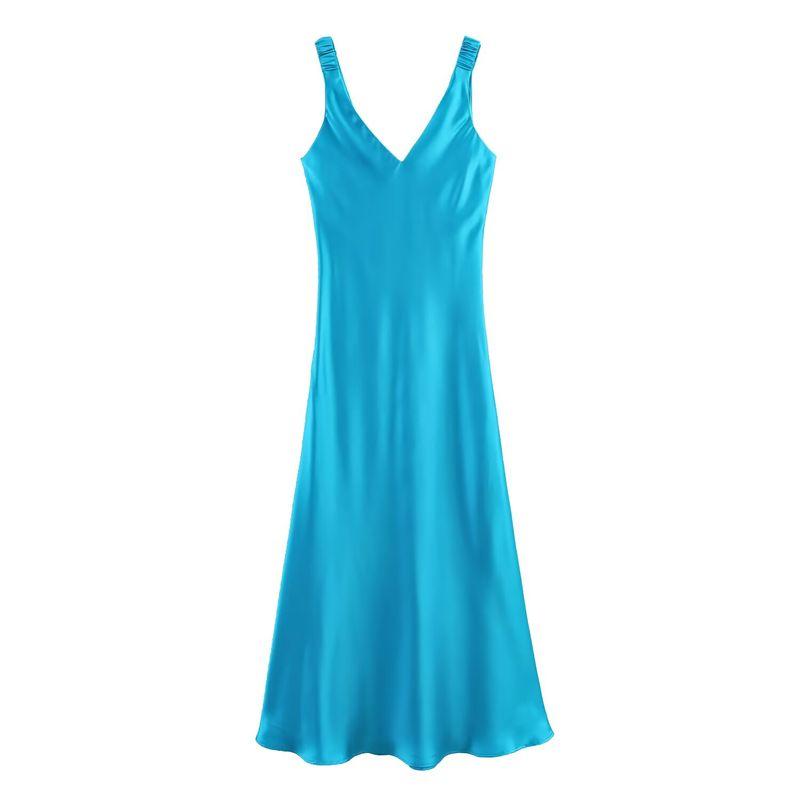 Kaslead New Arrival Women's Clothing Fashion Style Silk Satin Texture Sleeveless Midi Skirt Dress 2770399 402