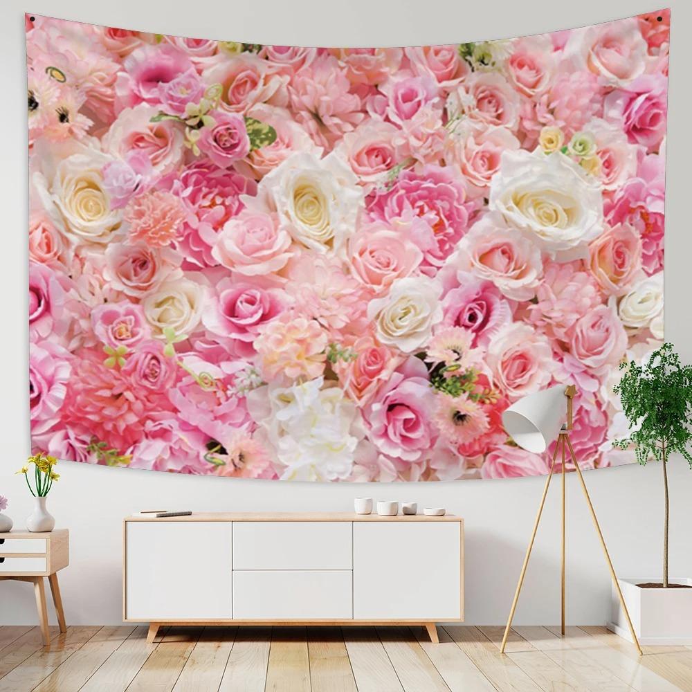 Beautiful Rose Pattern Tapestry Daisy Background Cloth Home Decoration House Living Room Wall Hanging Cloth