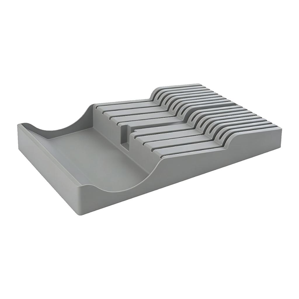 In Drawer Cutter Block Plastic 16 Slots Steak Cutter Holder Cutlery Storage Organizer with Sharpening Stone Slot for
