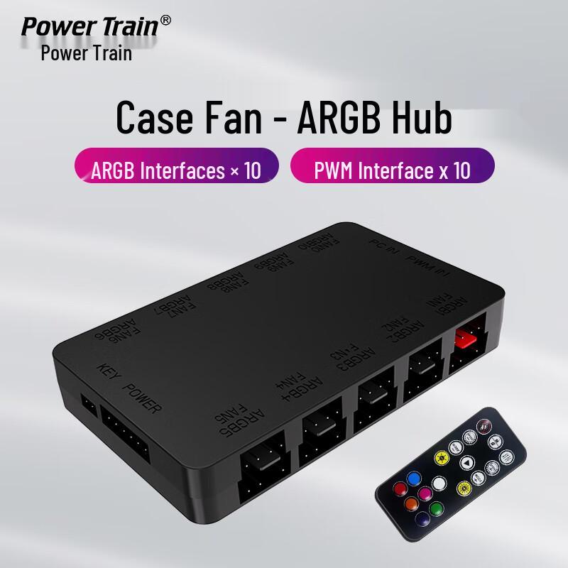 PowerTrain Магнитный 2-в-1 ARGB PWM Хаб для вентиляторов для ПК