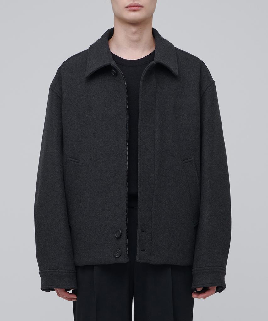 Musinsa Standard Cashmere Blend Oversized Minimal Blouson Jacket [Charcoal Grey]