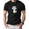 European Size Men's Summer Casual T-Shirt with Cute Cat Design - Soft Cotton, Round Neck, Short Sleeve, Standing Cat Pattern