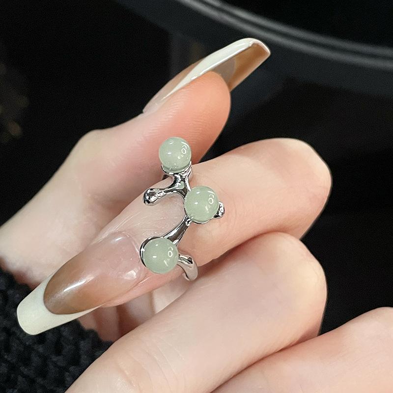 Niche Design Jade National Style Chain Simple Personality High Sense Light Luxury Open Ring Women