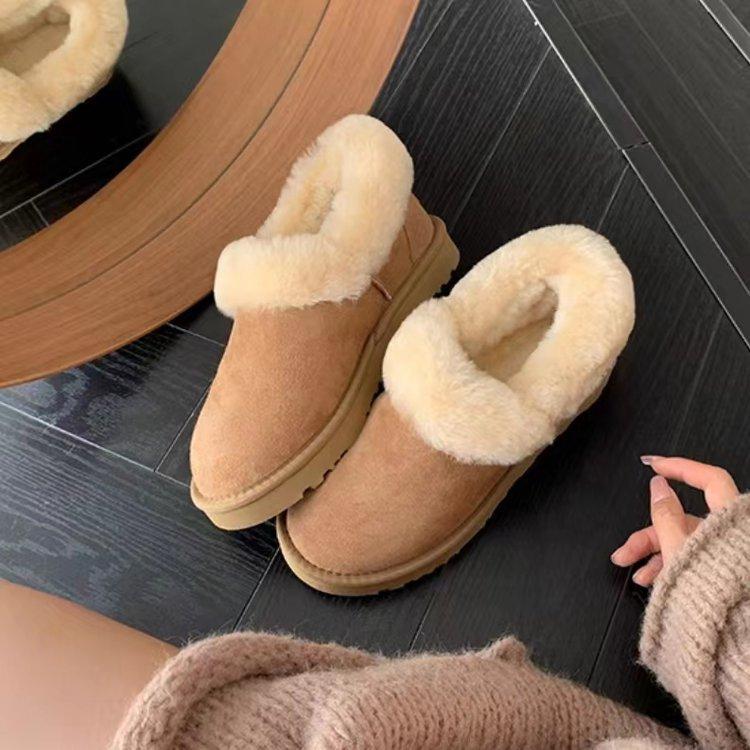 

Зима 2025 новые женские теплые короткие ботинки на толстой подошве, интегрированный мех, наплавленные и утолщенные, верхняя одежда, хлопковая обувь 40 малиновый