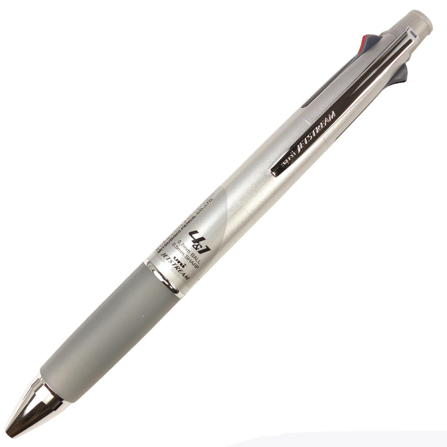 Mitsubishi Pencil Jetstream MSXE510007P26 Pack 4&1 Multi-Function Pen, Silver,