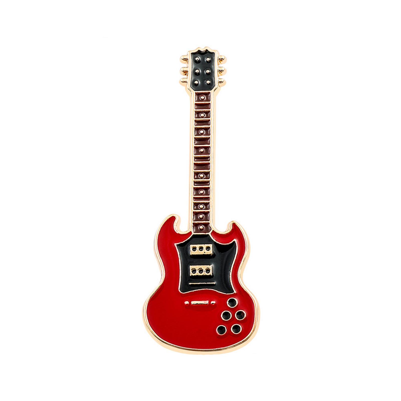 

Vintage Personalized Guitar Brooch,Electric Guitar Fashion Instrument Metal Badge,Alloy Decorative Accessory Jewelry Pin червоний