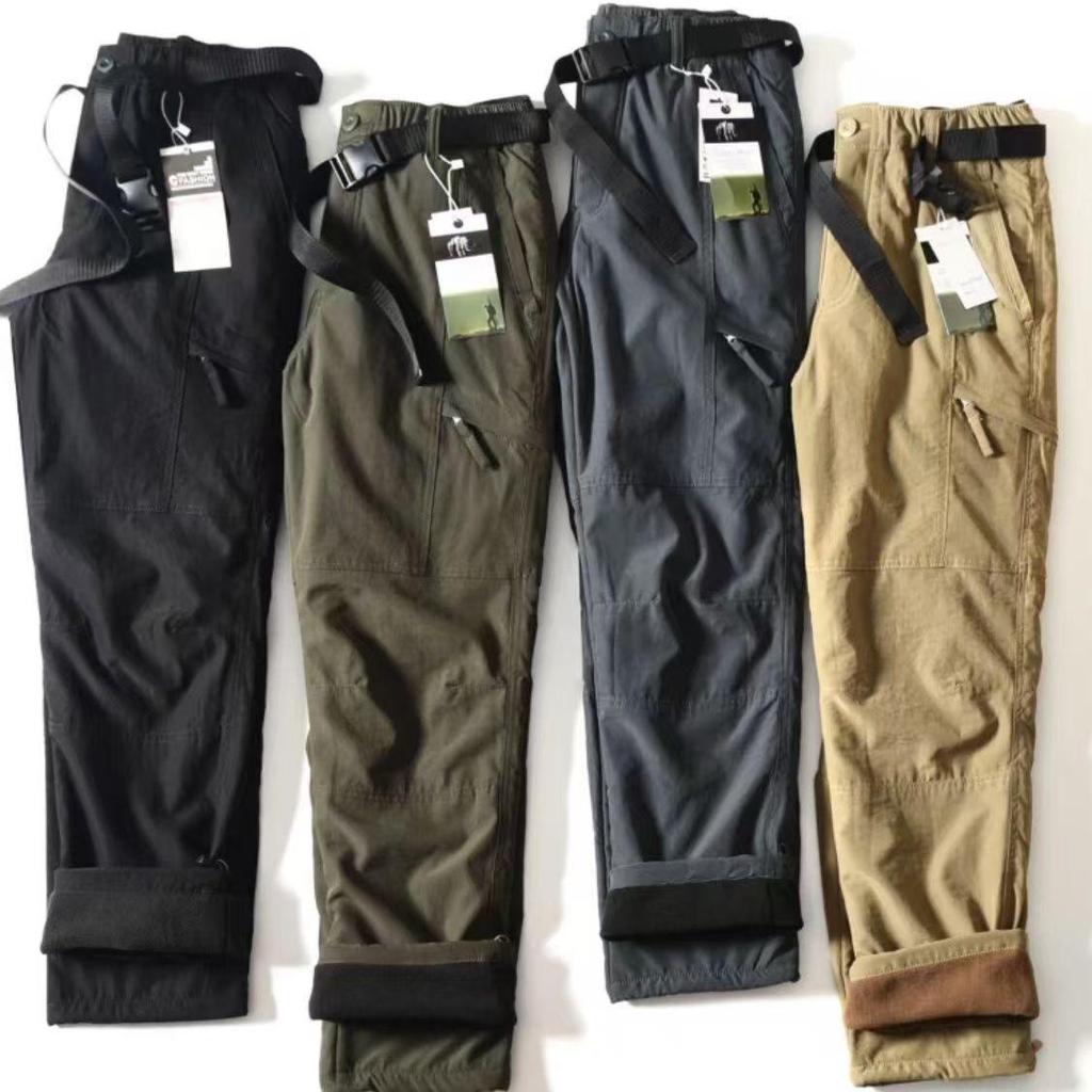 Men's Winter Plus Velvet Waterproof Windproof Ski Pants with Quick-Dry & Multi-Pocket Design