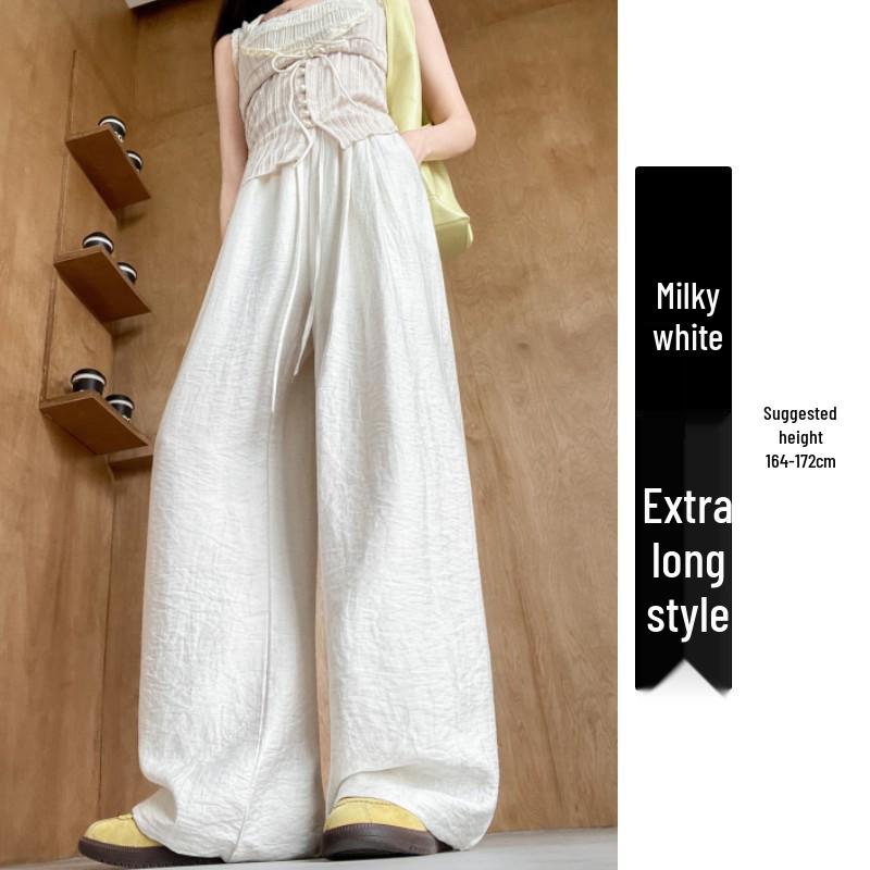 Women s High-Waisted Lyocell Cotton Linen Wide-Leg Pants, Summer 2026 Style, Lightweight Yamamoto Casual Floor-Length Design S