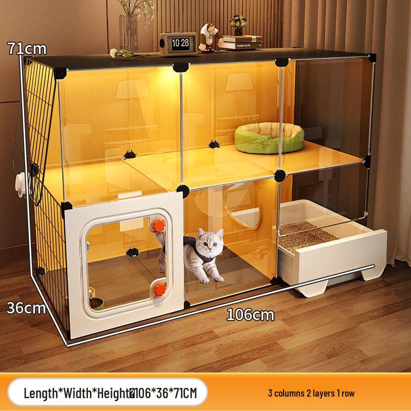 Compact Indoor Cat Villa: Integrated Bed, Toilet, and Play Area - Space-Saving Design for Apartment Living