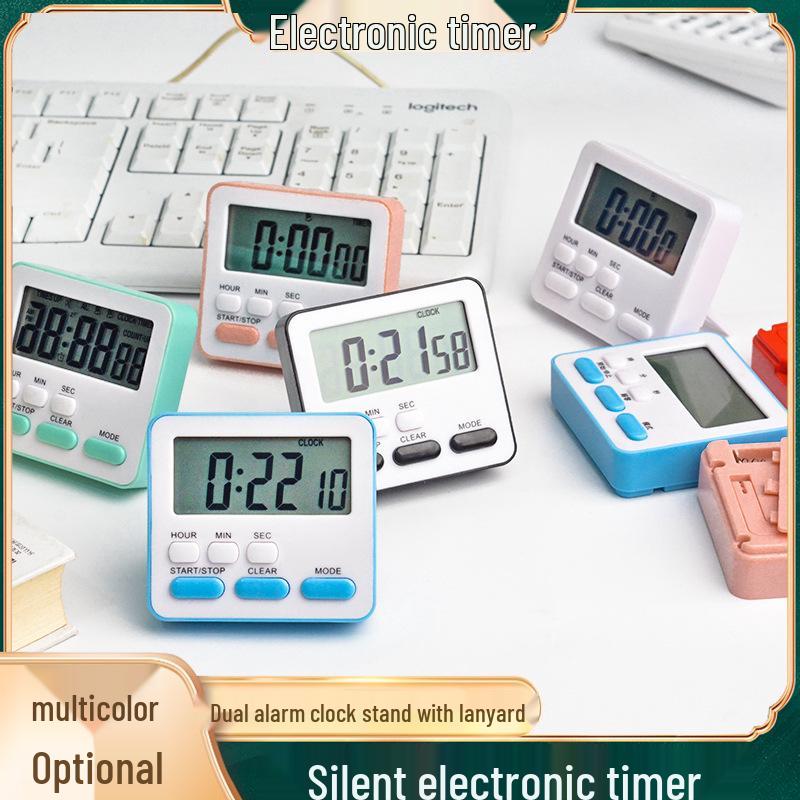 Customizable Kitchen Timer and Alarm Clock with Labeling Option for Students and Silent Mode