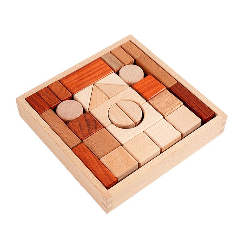 Wooden Building Blocks Set With Large Particles For Kids Developmental Play