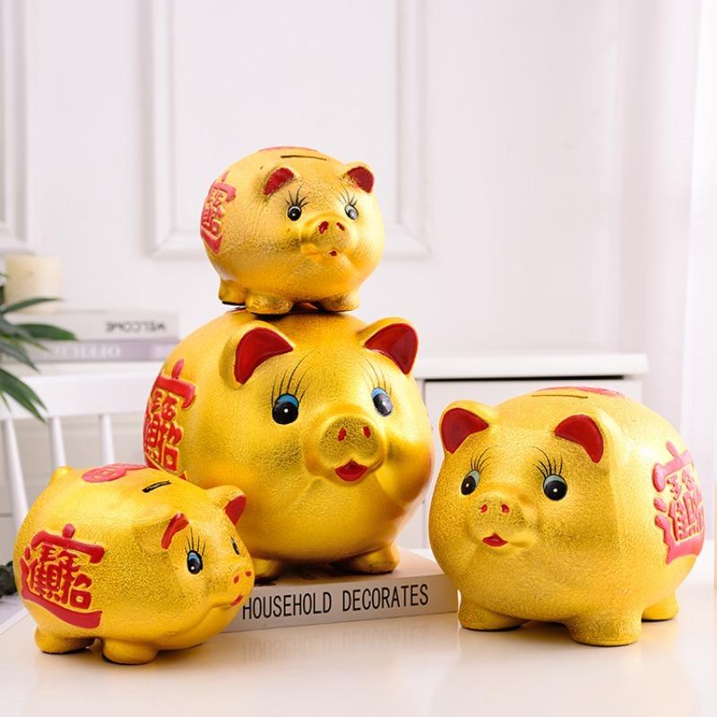 Luxury Gold Ceramic Pig Piggy Bank Secret Storage Wedding Creative Paper Money Coin Money Box Hidden Safe Adult Child Piggy Bank