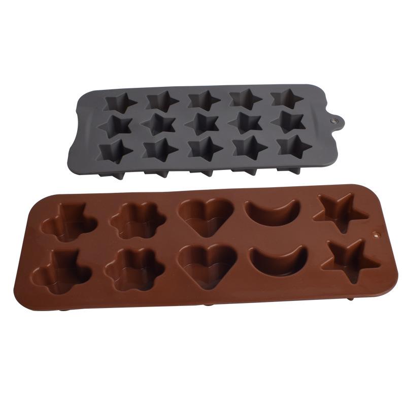 15-Cavity Star & Moon Silicone Mold for Candy, Chocolate, Fondant, Cake Decoration, and Epoxy Resin